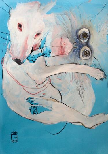 Original Expressionism Dogs Paintings by Olga Gál