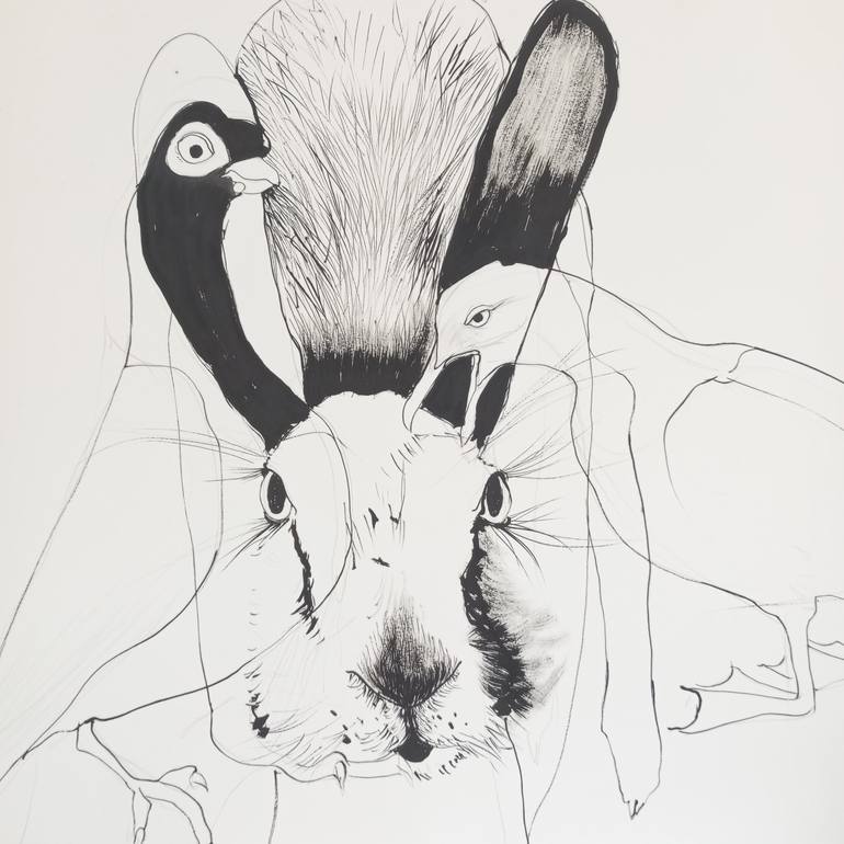Original Expressionism Animal Drawing by Olga Gál