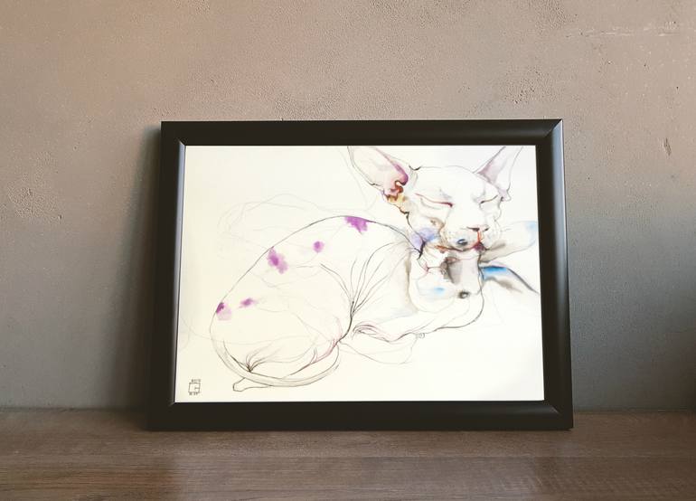 Original Expressionism Animal Drawing by Olga Gál