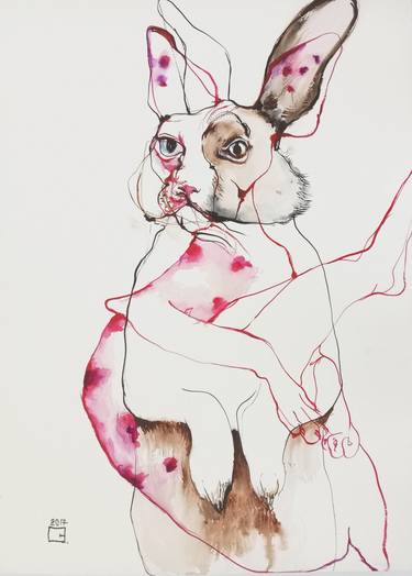 Original Surrealism Cats Drawings by Olga Gál