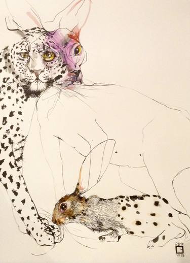 Original Surrealism Animal Drawings by Olga Gál