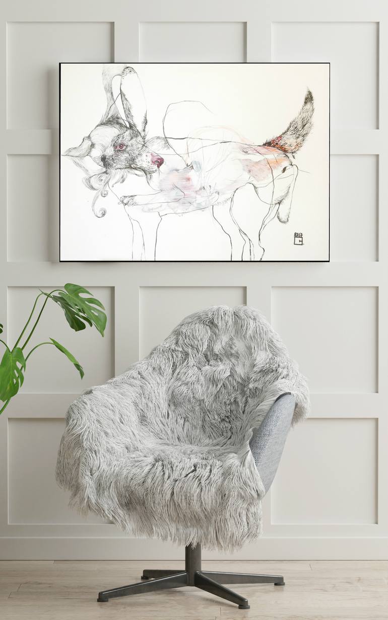 Original Surrealism Animal Drawing by Olga Gál