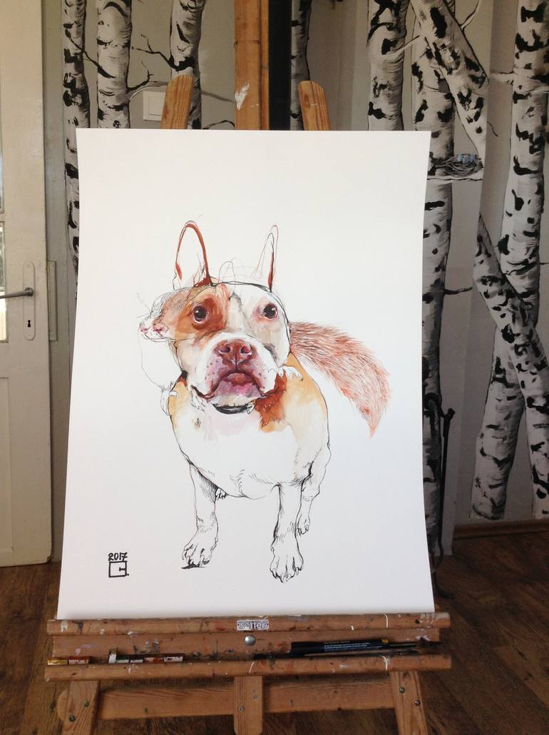 Original Dogs Painting by Olga Gál