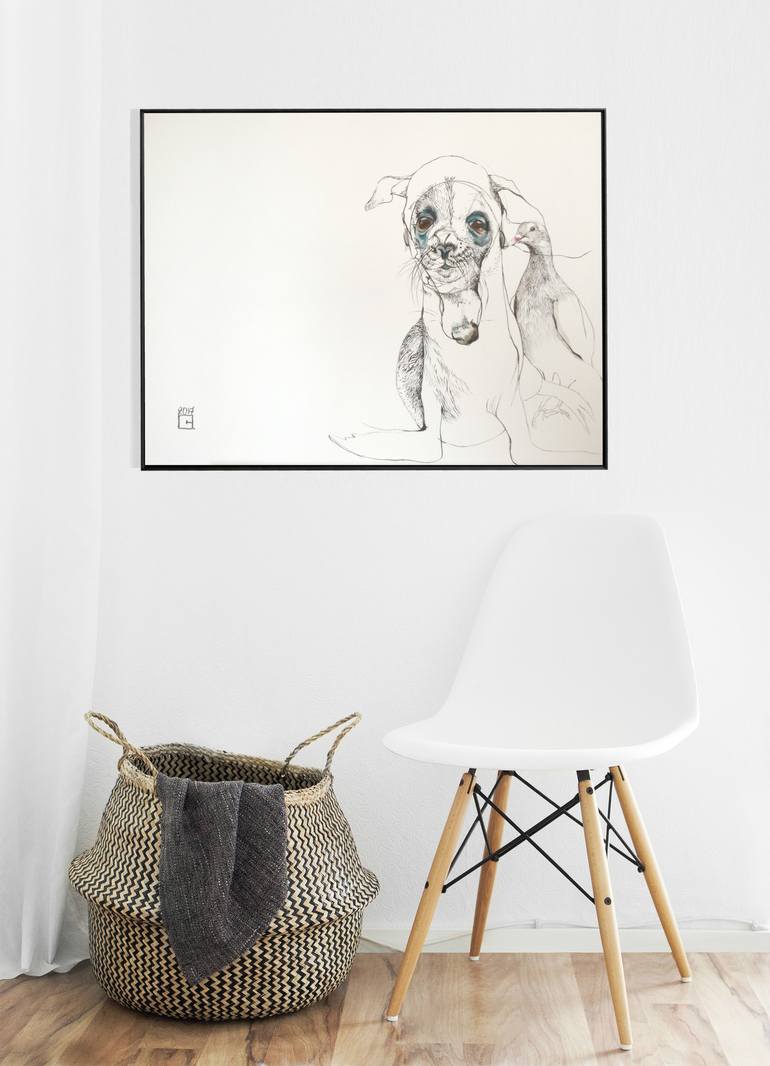 Original Dogs Drawing by Olga Gál