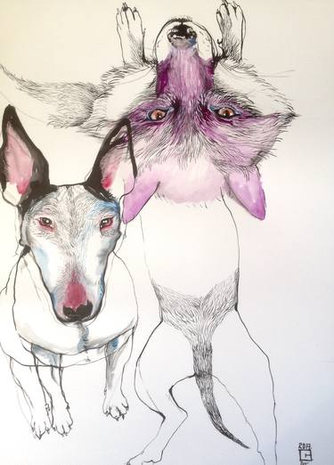 Original Pop Art Dogs Drawings by Olga Gál