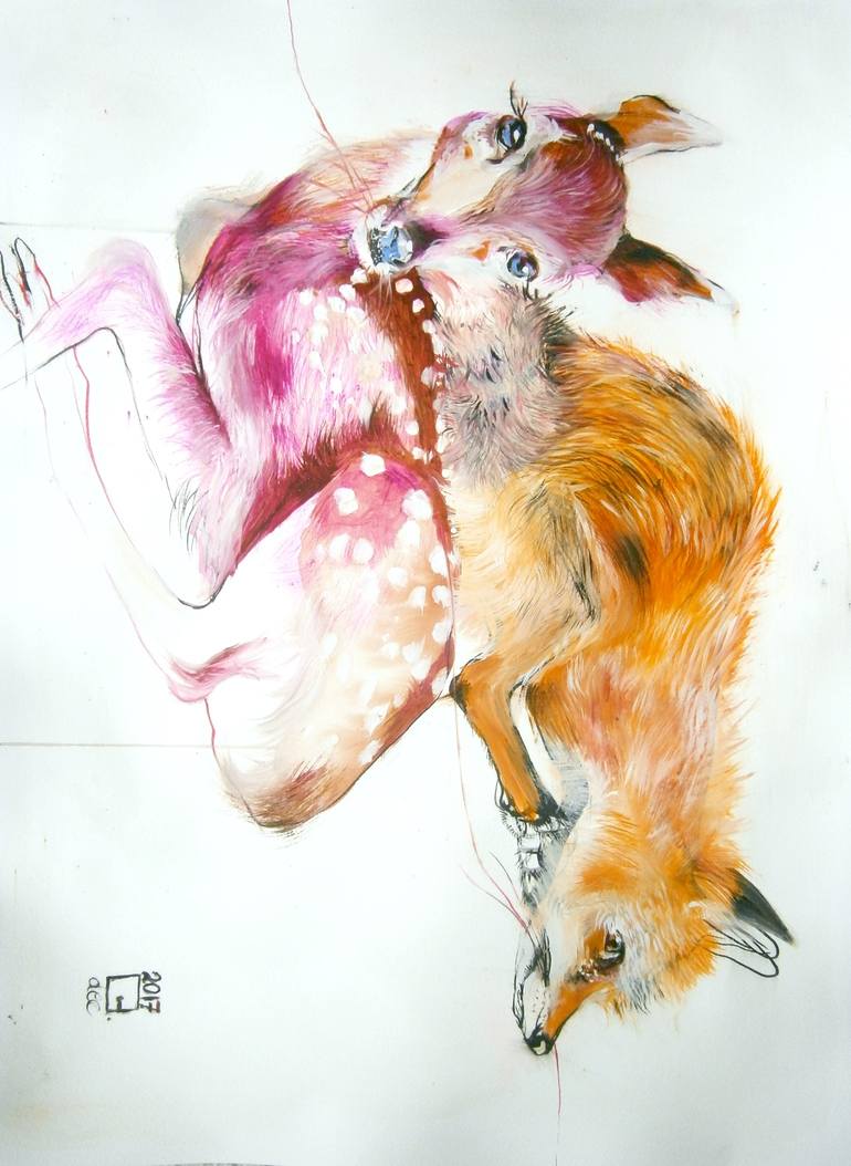 Original Expressionism Animal Painting by Olga Gál