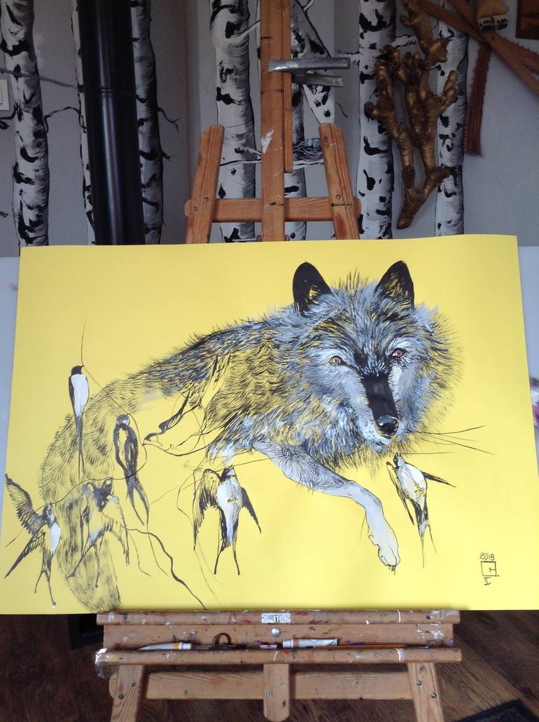 Original Modern Animal Drawing by Olga Gál