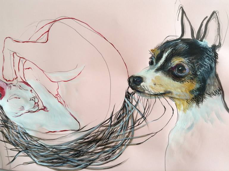 Original Conceptual Dogs Painting by Olga Gál