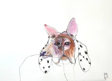 Original Surrealism Dogs Drawings by Olga Gál