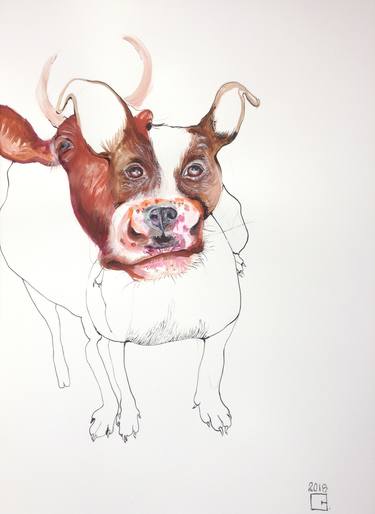 Original Surrealism Dogs Drawings by Olga Gál