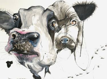 Original Surrealism Cows Paintings by Olga Gál