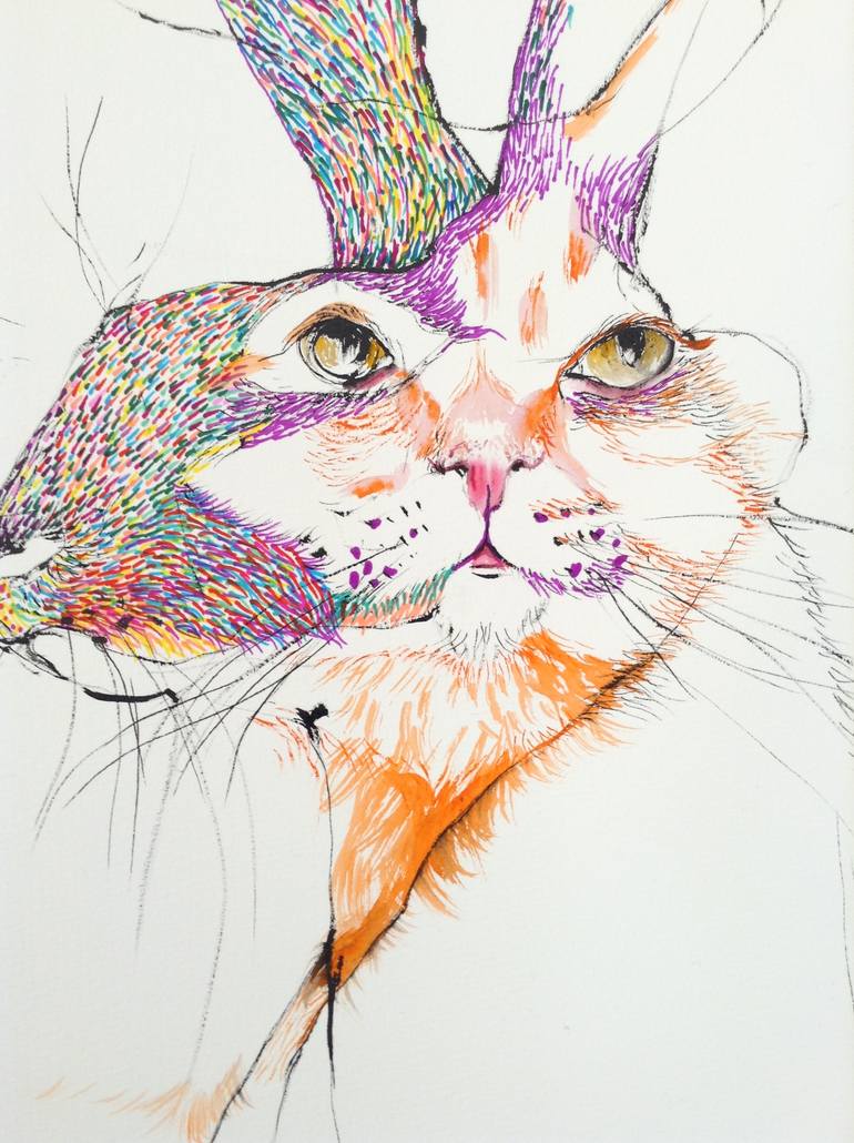 Original Pop Art Animal Drawing by Olga Gál