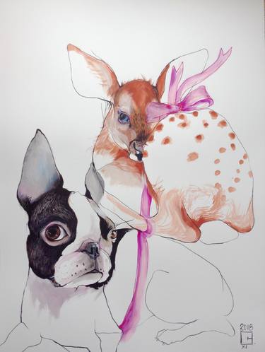 Original Modern Dogs Paintings by Olga Gál