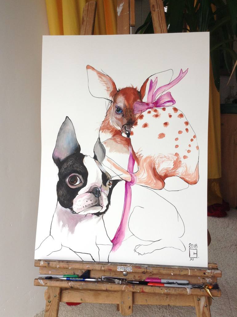 Original Dogs Painting by Olga Gál