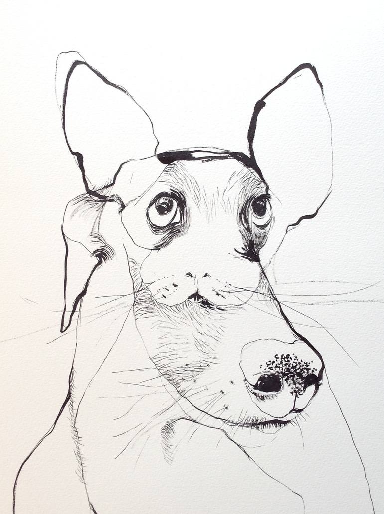 Original Surrealism Dogs Drawing by Olga Gál