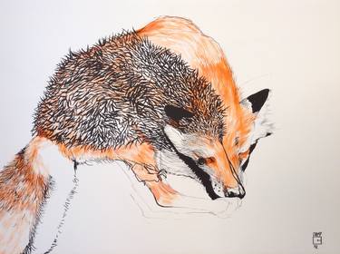 Original Surrealism Animal Drawings by Olga Gál