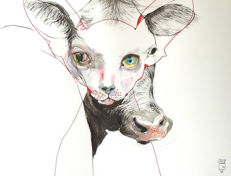 Original Pop Art Animal Drawings by Olga Gál
