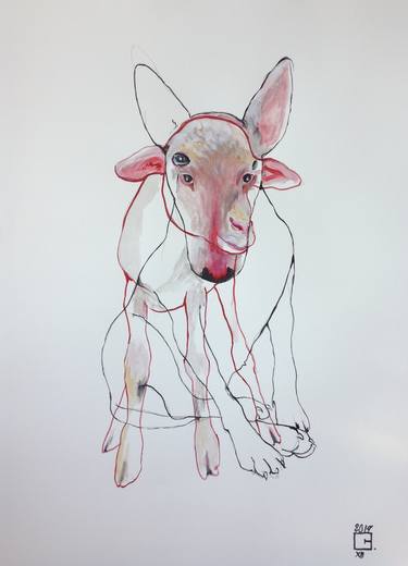 Original Expressionism Dogs Drawings by Olga Gál