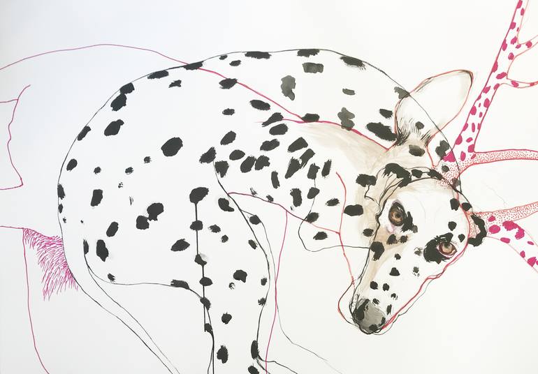 Original Pop Art Dogs Drawing by Olga Gál