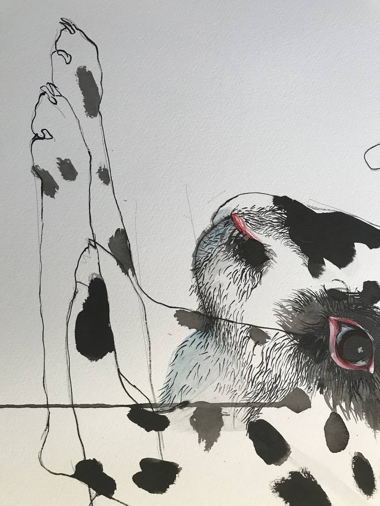 Original Surrealism Dogs Drawing by Olga Gál