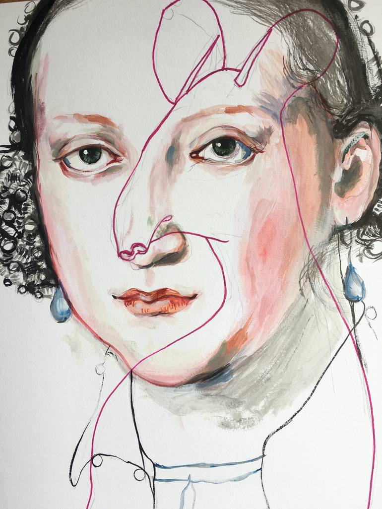 Original Expressionism Portrait Drawing by Olga Gál