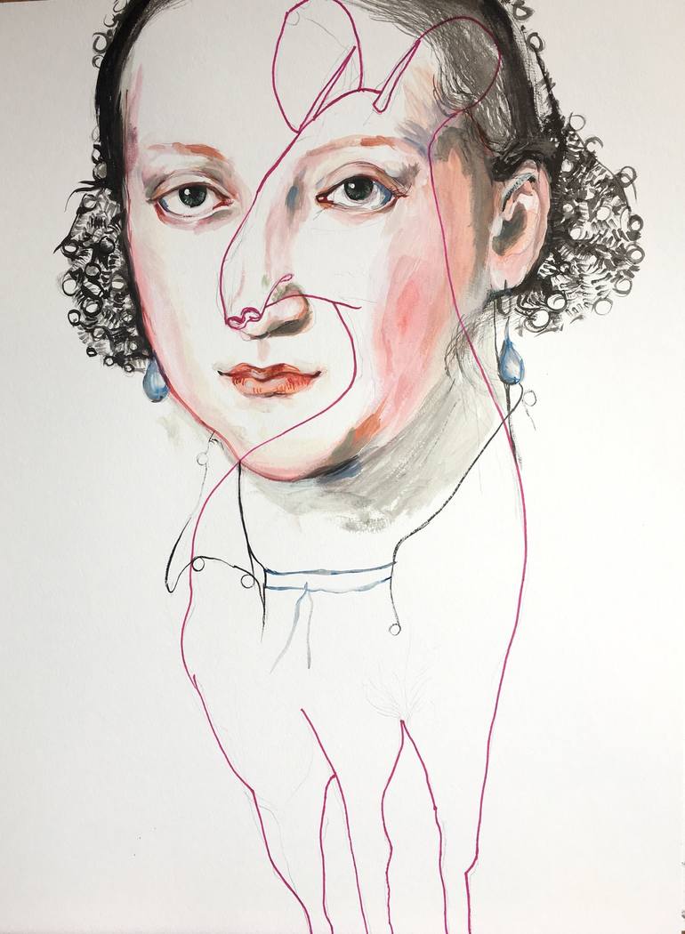 Original Expressionism Portrait Drawing by Olga Gál