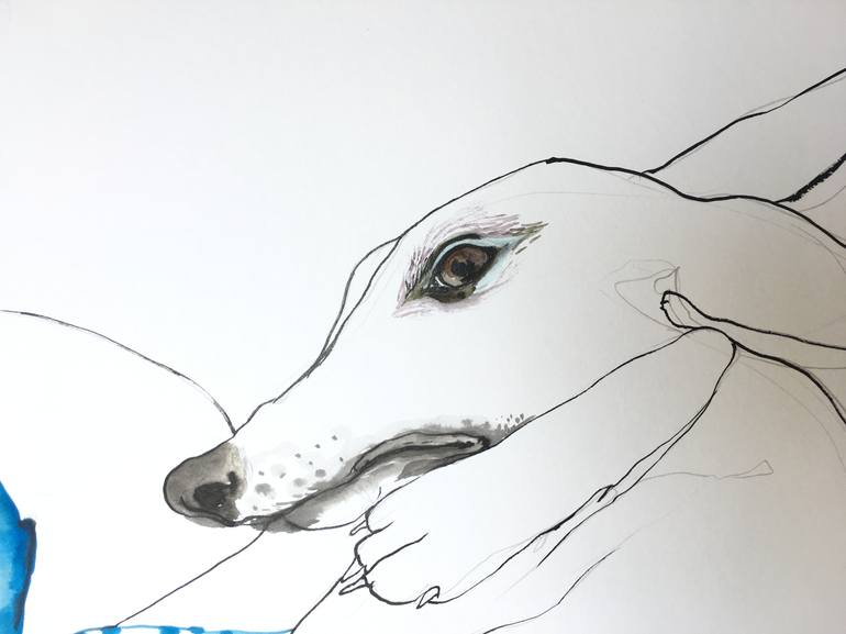 Original Illustration Dogs Drawing by Olga Gál