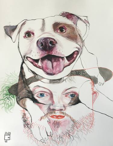Original Pop Art Dogs Drawings by Olga Gál