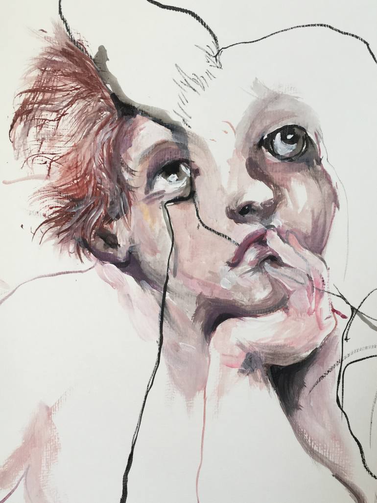Original Figurative Dogs Drawing by Olga Gál