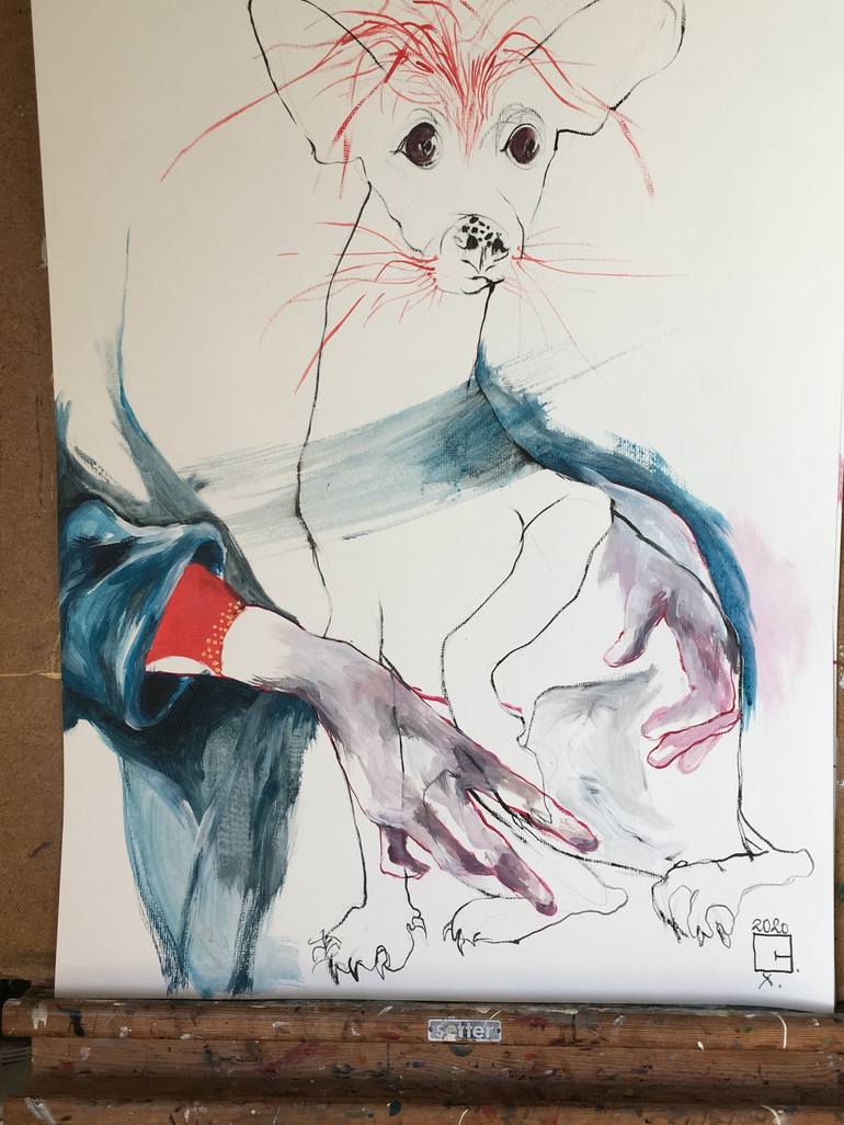 Original Pop Art Animal Drawing by Olga Gál