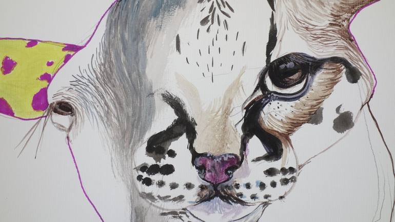 Original Pop Art Animal Drawing by Olga Gál