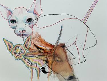 Original Conceptual Cats Drawings by Olga Gál