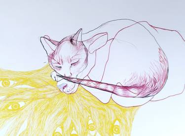 Original Expressionism Cats Drawings by Olga Gál