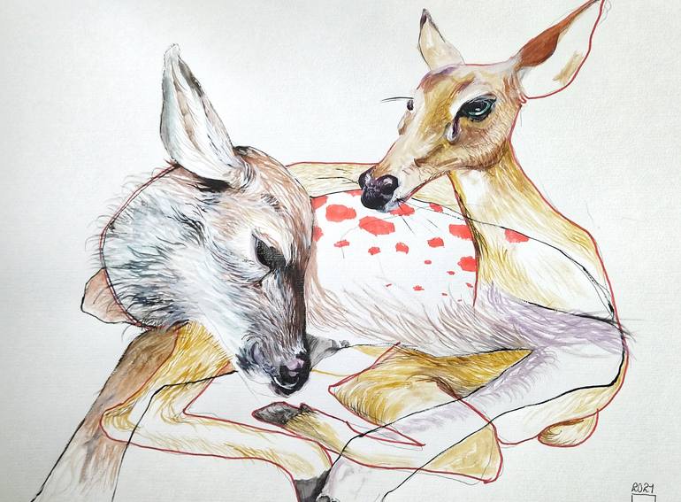 Original Surrealism Animal Drawings by Olga Gál