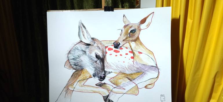 Original Surrealism Animal Drawing by Olga Gál
