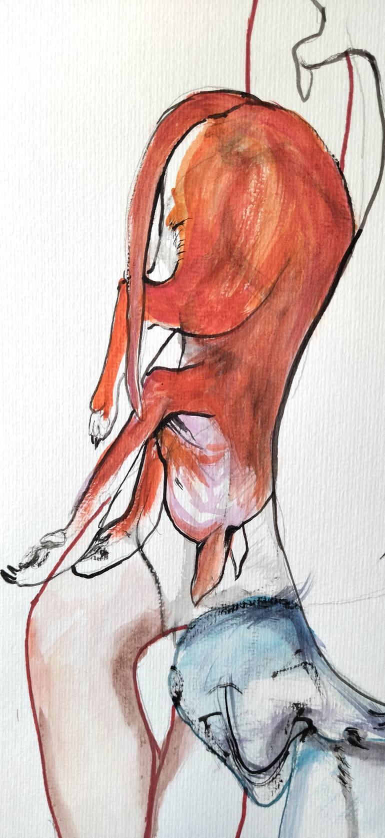 Original Contemporary Dogs Drawing by Olga Gál