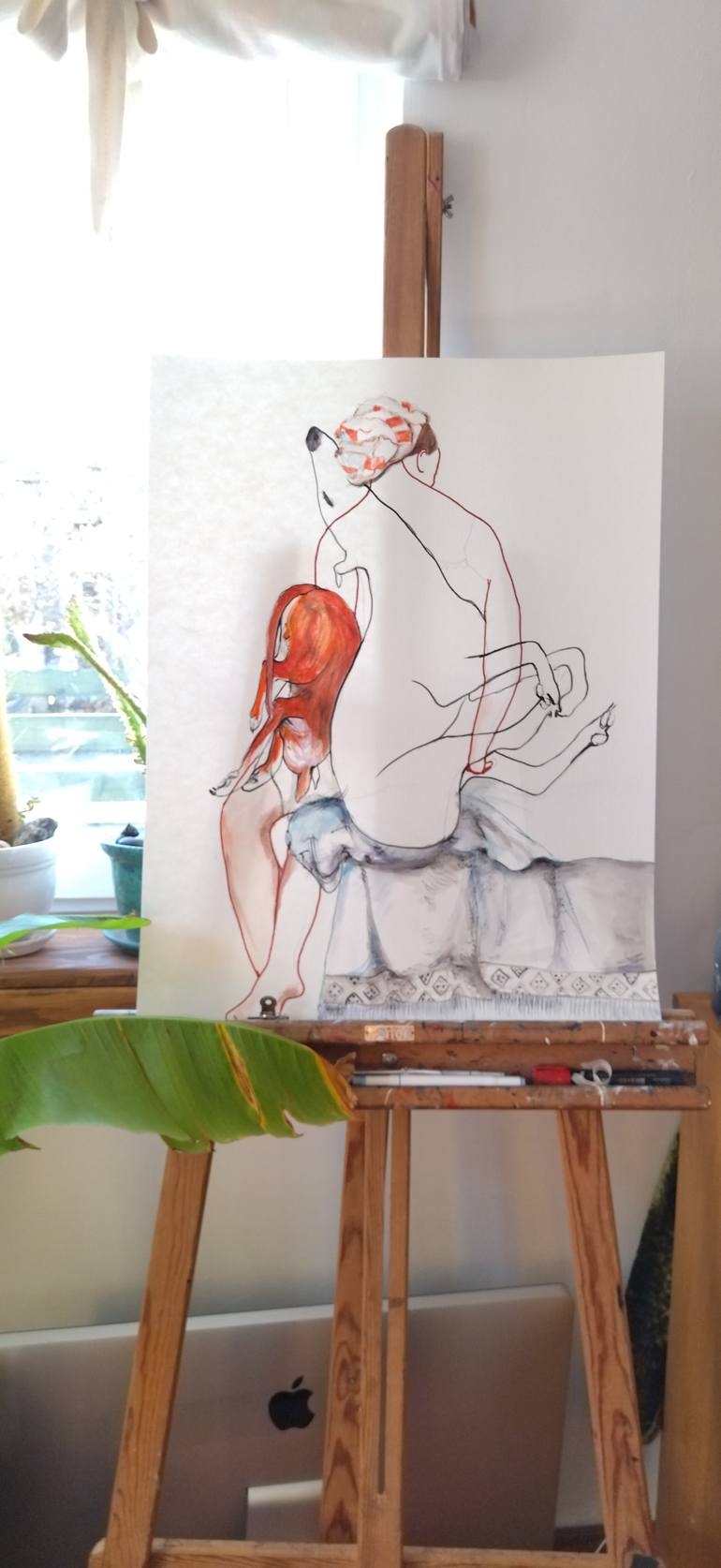 Original Contemporary Dogs Drawing by Olga Gál
