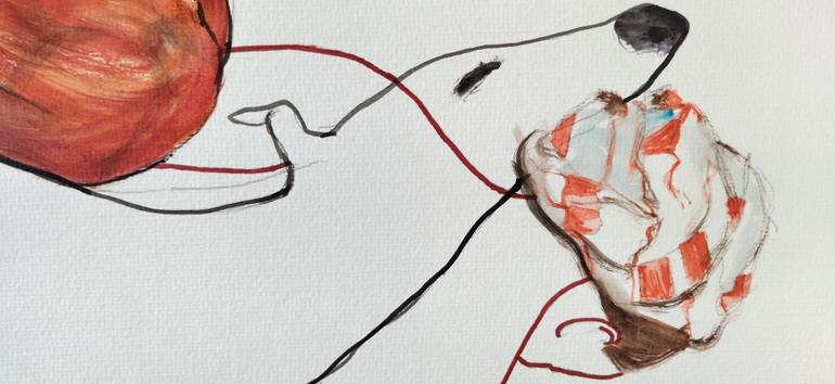 Original Contemporary Dogs Drawing by Olga Gál
