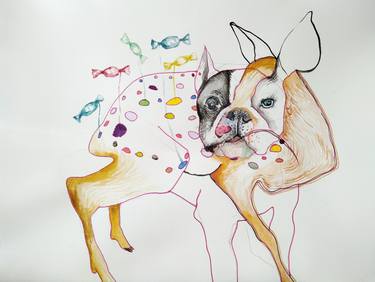 Original Pop Art Dogs Drawings by Olga Gál