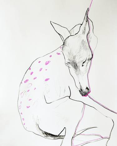 Original Figurative Dogs Drawings by Olga Gál