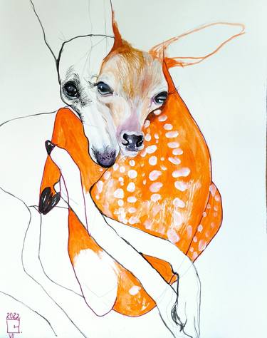 Original Figurative Animal Drawings by Olga Gál