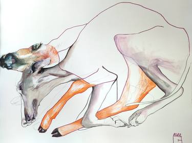 Original Expressionism Dogs Drawings by Olga Gál