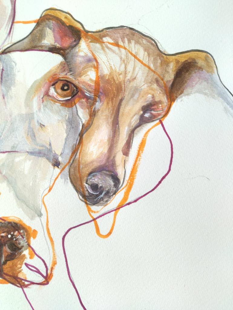 Original Expressionism Dogs Drawing by Olga Gál