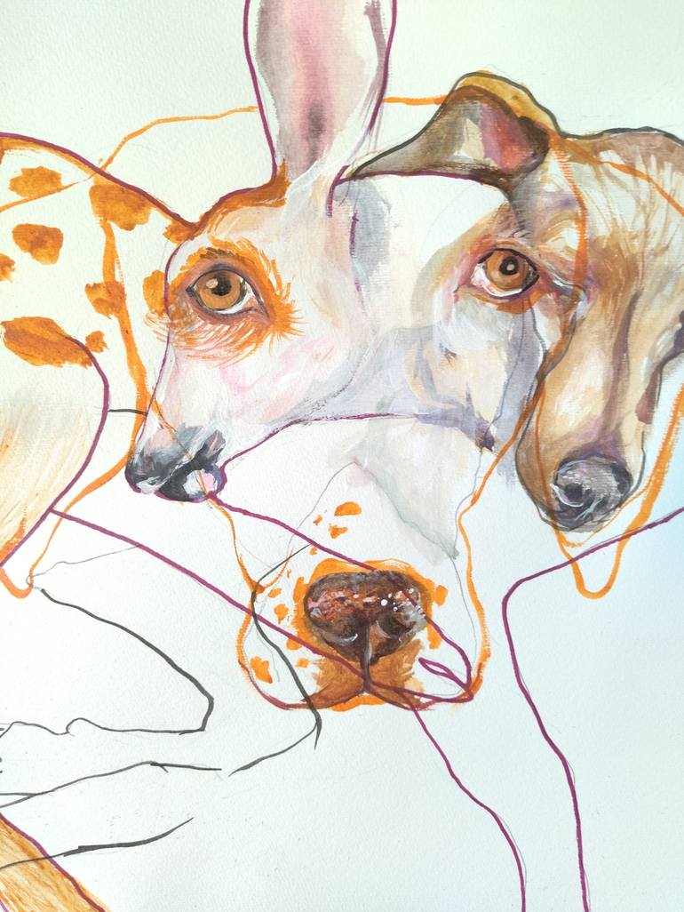 Original Expressionism Dogs Drawing by Olga Gál