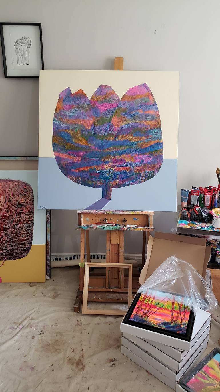 Original Abstract Landscape Painting by Reza Bigonah