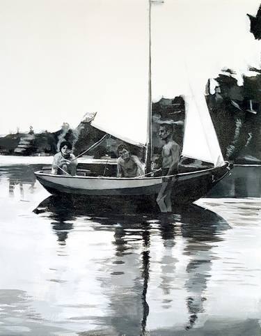 Original Figurative Boat Paintings by Karolina M Kowalska
