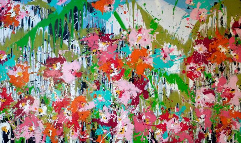 Original Abstract Floral Painting by Isabelle Pelletane