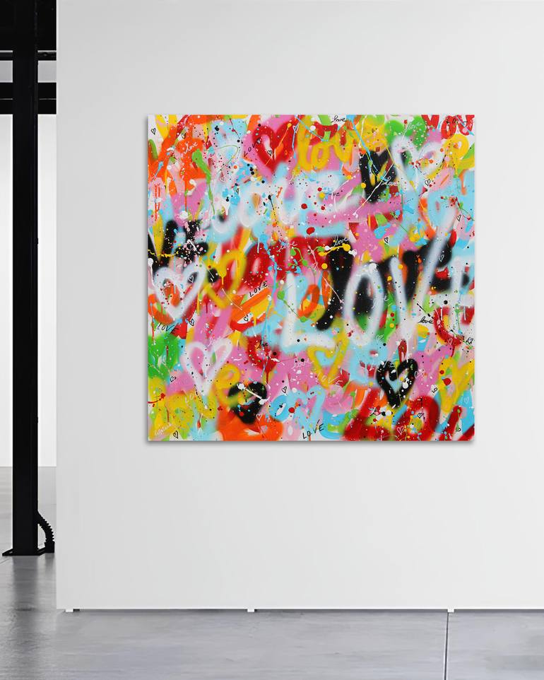 Original Abstract Painting by Isabelle Pelletane  Abstract Expressionism Art on Canvas  Pop Love