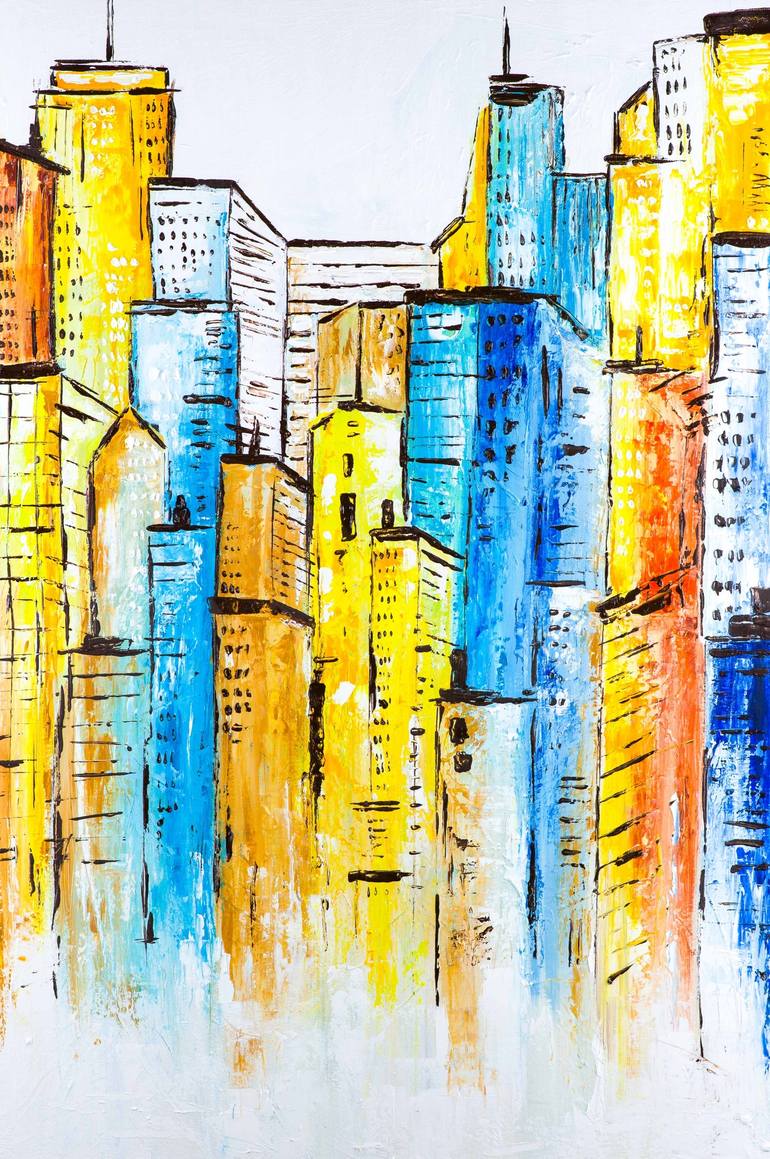 Colorful City Painting by Dell Camargo | Saatchi Art
