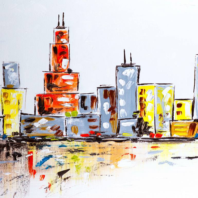 Original Abstract Cities Painting by Dell Camargo